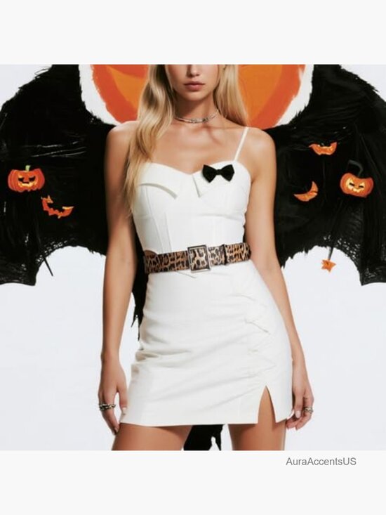 Wide Faux Leather Belt with Gold Buckle for Dresses and Skirts main image 4